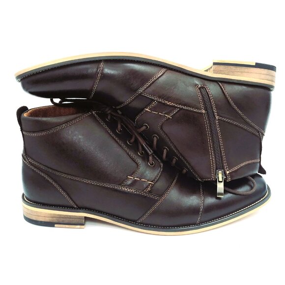 Steve Madden Jabbar Dk Brown Leather Boots, Cap Toe & Side Zip Men\'s Size 11 EUC main image 12